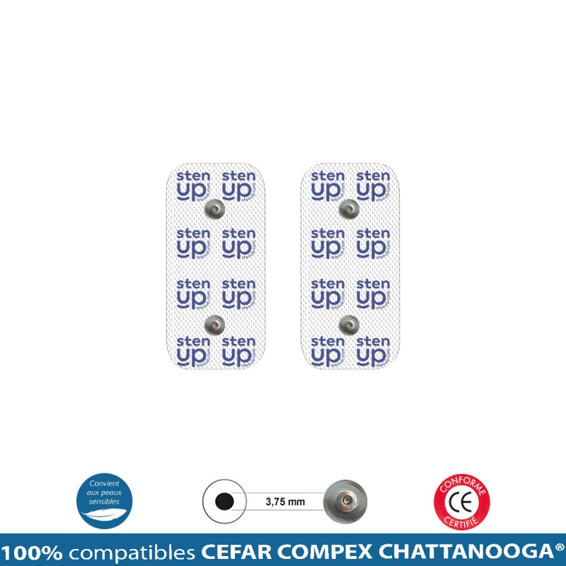 Electrodes Compatibles COMPEX Snap  Électrode Génériques StenUp Carrées  5x5 et Rectangulaires 5x10